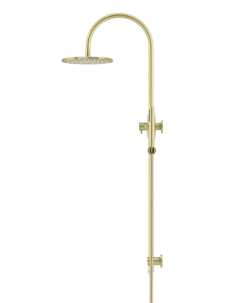 200mm Round Overhead Shower Set, Single Function Hand Shower - PVD Tiger Bronze