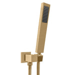 Load image into Gallery viewer, Square Brushed Brass Shower Rail with Handheld Shower(Stainless Steel Hose)