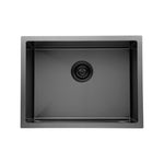 Load image into Gallery viewer, Round Corner Dark Grey Stainless Steel Handmade Single Bowl Kitchen Sink 580*440*230mm(with dark grey waste)