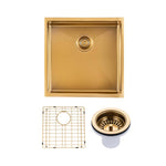 Load image into Gallery viewer, 440x440x205mm Brushed Brass Stainless Steel PVD Single Bowl Kitchen Sink