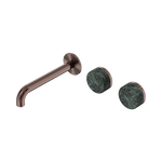 Load image into Gallery viewer, Serenity Wall Basin Set 185mm Offset Spout With Verde Alpi Handle Brushed Bronze