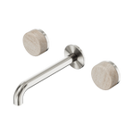 Load image into Gallery viewer, Serenity Wall Basin Set 160mm Spout With Rome Travertine Handle Brushed Nickel