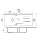 Load image into Gallery viewer, Black Carysil Vivaldi D-200 Granite 1 and 1/2 Bowl with Drain Board Stone Kitchen Sink 1160*500mm