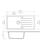 Load image into Gallery viewer, Concrete Grey Carysil Vivaldi D-100L Granite Single Bowl with Drain Board Stone Kitchen Sink 1000*500mm