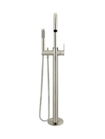 Load image into Gallery viewer, Round Paddle Freestanding Bath Spout and Hand Shower - PVD Brushed Nickel