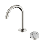 Load image into Gallery viewer, Serenity Progressive Basin Mixer Arc Spout With Arabescato Corchia Handle Brushed Nickel