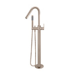 Load image into Gallery viewer, Round Paddle Freestanding Bath Spout and Hand Shower - Champagne