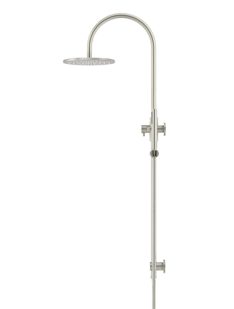 200mm Round Overhead Shower Set, Single Function Hand Shower - PVD Brushed Nickel