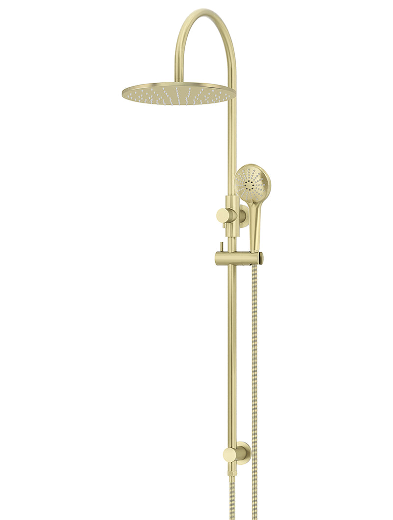 300mm Round Overhead Shower Rail, Three Function Hand Shower - PVD Tiger Bronze