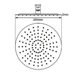 Load image into Gallery viewer, Super-slim Round Black Stainless Steel Shower Head 250mm