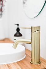 Load image into Gallery viewer, Round Basin Mixer Curved - PVD Tiger Bronze