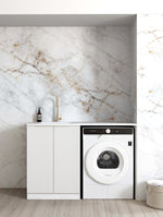Load image into Gallery viewer, Bondi White Base Laundry Cabinet with 1300mm Natural Carrara Marble Top