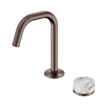 Load image into Gallery viewer, Serenity Progressive Basin Mixer Edge Spout With Arabescato Corchia Handle Brushed Bronze