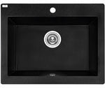 Load image into Gallery viewer, Laveo Komodo Black Granite Single Bowl Stone Kitchen Sink 490*580*220mm(including Space Saving Siphon and Click-clack Plug)