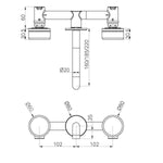 Load image into Gallery viewer, Serenity Wall Basin Set 185mm Spout With Rome Travertine Handle Gun Metal