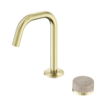 Load image into Gallery viewer, Serenity Progressive Basin Mixer Edge Spout With Rome Travertine Handle Brushed Gold