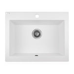 Load image into Gallery viewer, Laveo Komodo White Granite Single Bowl Stone Kitchen Sink 490*580*220mm(including Space Saving Siphon and Click-clack Plug)