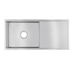 Load image into Gallery viewer, Round Corner Chrome Stainless Steel Handmade Single Bowl with Drain Board Kitchen Sink 960*450*230mm