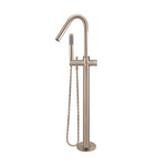 Load image into Gallery viewer, Round Pinless Freestanding Bath Spout and Hand Shower - Champagne