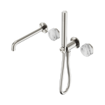 Load image into Gallery viewer, Serenity Progressive Shower System With Spout With Arabescato Corchia Handle And Slim Shower Brushed Nickel