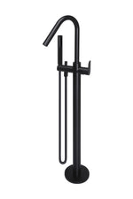 Load image into Gallery viewer, Round Paddle Freestanding Bath Spout and Hand Shower - Matte Black