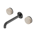 Load image into Gallery viewer, Serenity Wall Basin Set 220mm Spout With Rome Travertine Handle Gun Metal