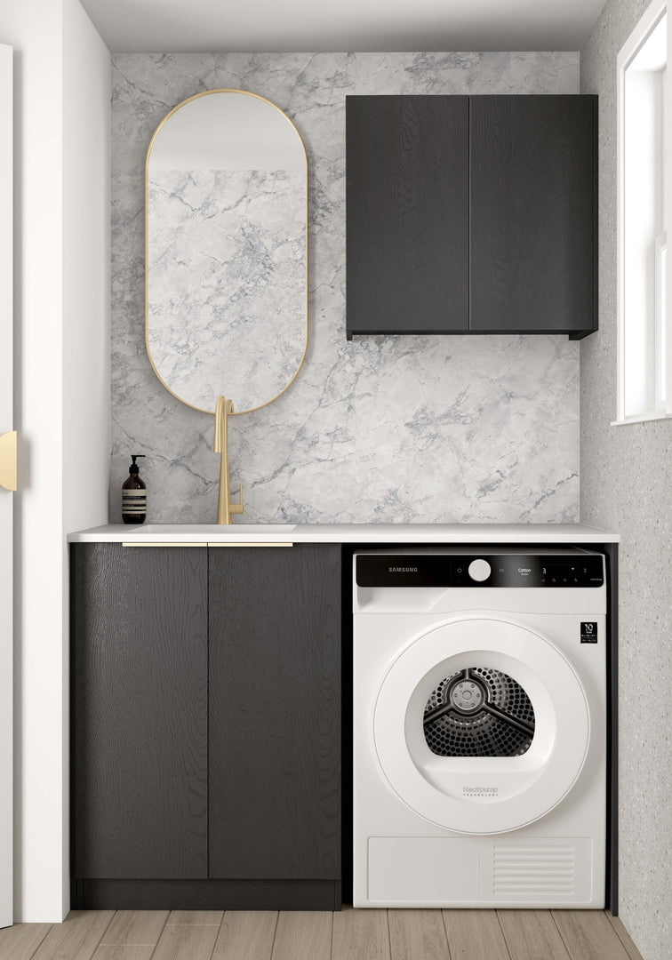 Laundry Kit 1305A Byron/Bondi Black Oak with Natural Carrara Marble Top