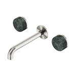 Load image into Gallery viewer, Serenity Wall Basin Set 220mm Spout With Verde Alpi Handle Brushed Nickel