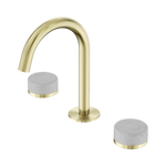 Load image into Gallery viewer, Serenity Basin Set Arc Spout With Carrara Handle Brushed Gold