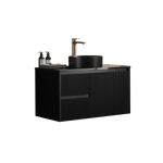 Load image into Gallery viewer, Crete Modern Wall Hung Vanity Matte Black