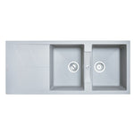 Load image into Gallery viewer, Concrete Grey Carysil Jazz D-200 Double Bowl with Drain Board Stone Kitchen Sink 1150*500mm