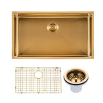 Load image into Gallery viewer, 762x457x254mm Brushed Brass Stainless Steel PVD Single Bowl Kitchen Sink