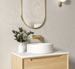 Load image into Gallery viewer, Hudson Round 400x400x120 Concrete Fluted White Basin