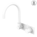 Load image into Gallery viewer, MECCA WALL BASIN/BATH MIXER SWIVEL SPOUT HANDLE UP MATTE WHITE