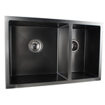 Load image into Gallery viewer, Round Corner Dark Grey Stainless Steel Handmade 1 and 1/2 Bowl Kitchen Sink 715*450*205mm