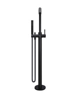 Load image into Gallery viewer, Round Paddle Freestanding Bath Spout and Hand Shower - Matte Black