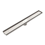 Load image into Gallery viewer, TILE INSERT V CHANNEL FLOOR GRATE 89MM OUTLET WITH HOLE SAW BRUSHED NICKEL