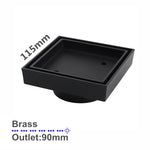 Load image into Gallery viewer, 115*115mm Black Brass Tile Insert Floor Drain(90mm Outlet)