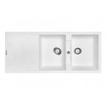 Load image into Gallery viewer, Whie Carysil Jazz D-200 Double Bowl with Drain Board Stone Kitchen Sink 1150*500mm