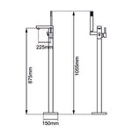 Load image into Gallery viewer, Square Brushed Nickel Freestanding Bath Mixer With Handheld Shower