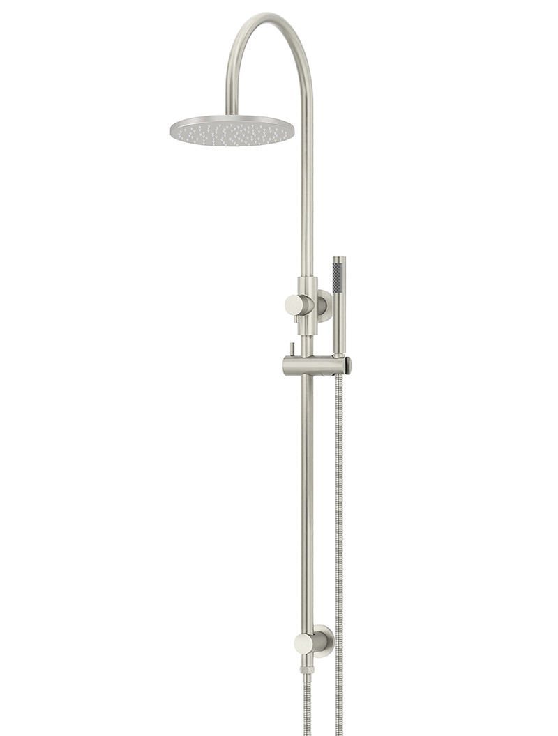 200mm Round Overhead Shower Set, Single Function Hand Shower - PVD Brushed Nickel
