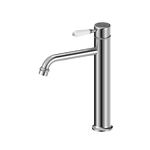 Load image into Gallery viewer, YORK STRAIGHT TALL BASIN MIXER WITH WHITE PORCELAIN LEVER CHROME