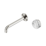Load image into Gallery viewer, Serenity Progressive Wall Basin Mixer 220mm Spout With Arabescato Corchia Handle Brushed Nickel