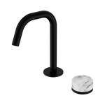 Load image into Gallery viewer, Serenity Progressive Basin Mixer Edge Spout With Arabescato Corchia Handle Matte Black