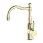 Load image into Gallery viewer, YORK BASIN MIXER HOOK SPOUT WITH METAL LEVER AGED BRASS