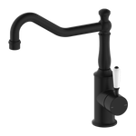 Load image into Gallery viewer, YORK KITCHEN MIXER HOOK SPOUT WITH WHITE PORCELAIN LEVER MATTE BLACK