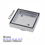 Load image into Gallery viewer, 115*115mm Chrome Brass Tile Insert Floor Drain(100mm Outlet)