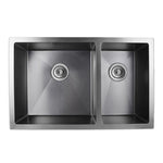 Load image into Gallery viewer, Round Corner Dark Grey Stainless Steel Handmade 1 and 1/2 Bowl Kitchen Sink 715*450*205mm