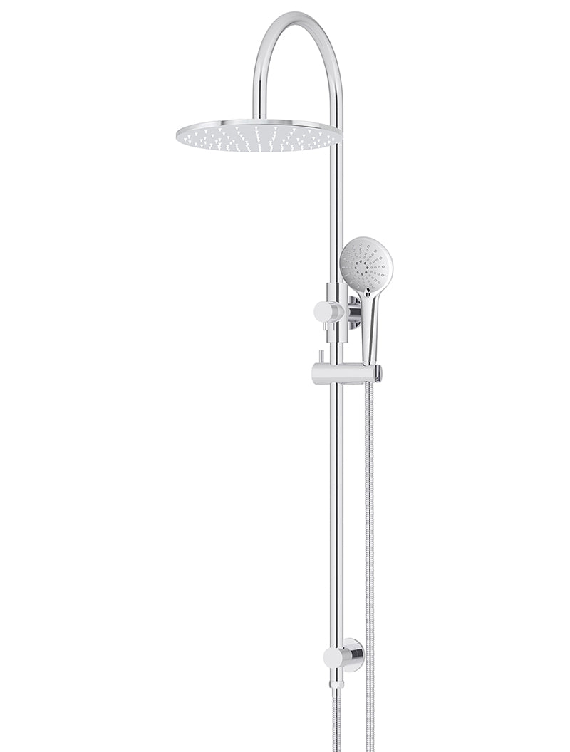 300mm Round Overhead Shower Rail, Three Function Hand Shower - Polished Chrome