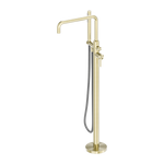 Load image into Gallery viewer, Zen SS316L Freestanding Bath Mixer With Outdoor Shower Hose Brushed Gold